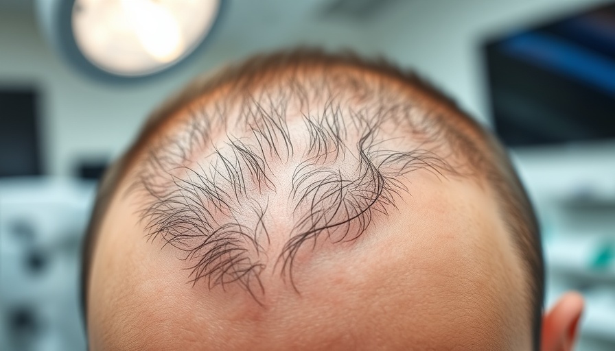 Healing scalp post-hair transplant in a clinical setting.