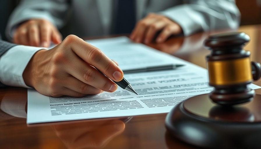 Legal documents with gavel symbolize dividing professional practices in divorce.