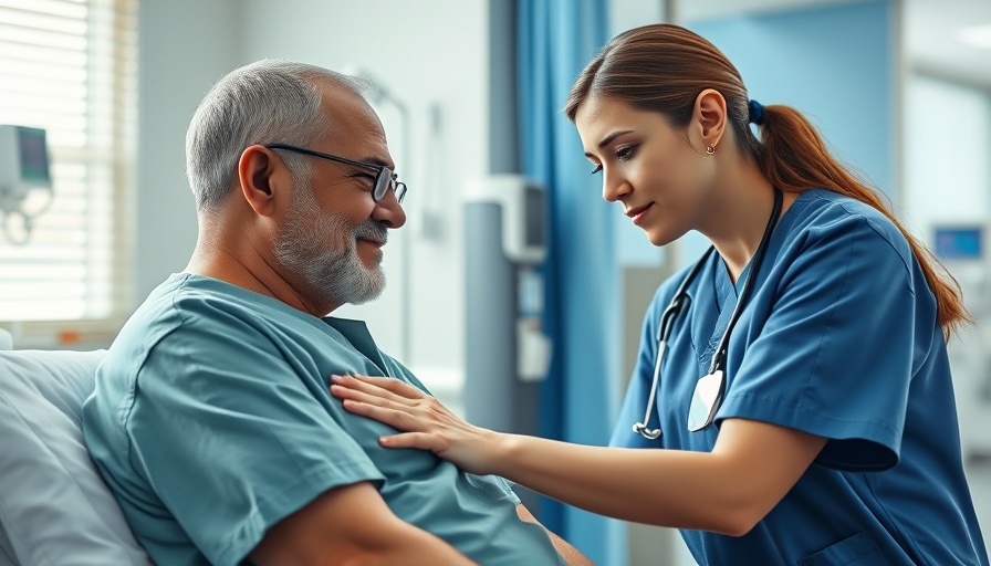Caring interaction in U.S. transplant caregiving setting, nurse helping patient.