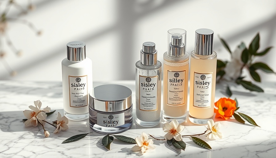 Luxurious Sisley Paris skincare products elegantly displayed on marble.