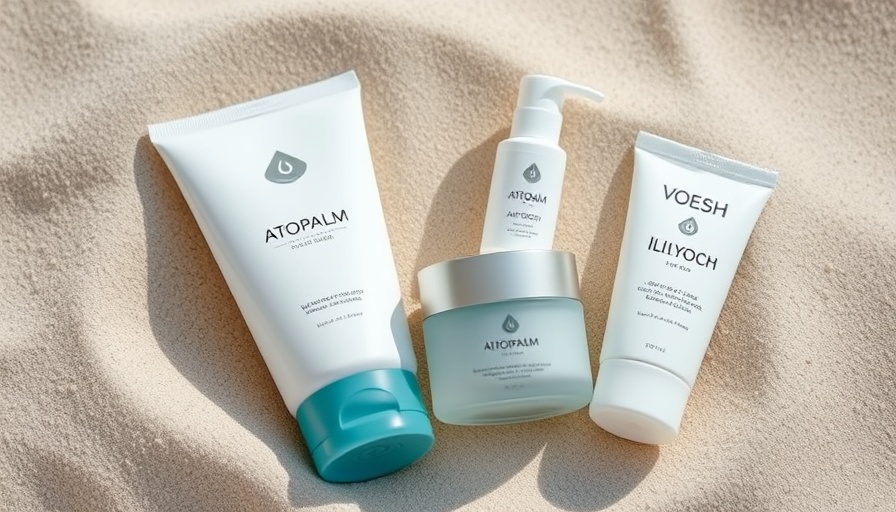 K-Beauty Body Care Routine essentials: lotions on sandy backdrop.