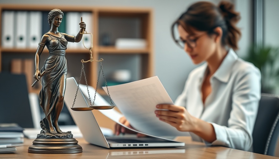 Family law office setup with Lady Justice and documents.