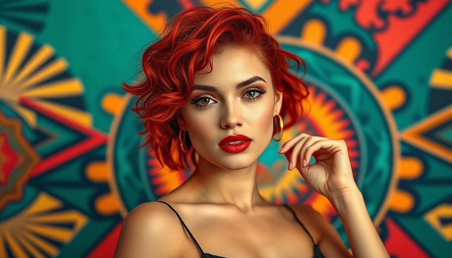Modern crimped hair styles on a stylish young woman with red hair.