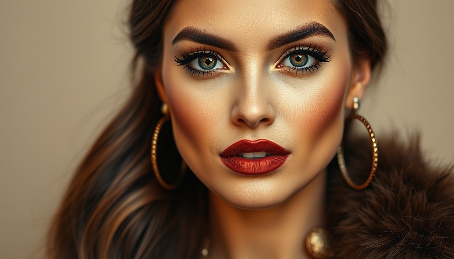 Woman showcasing unexpected lip colors for fall trends with bold makeup.