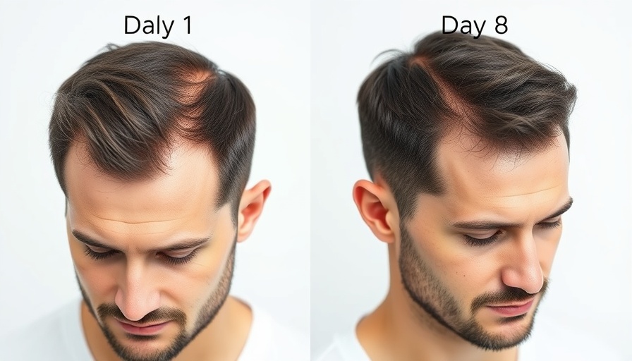 Hair transplants in one week, day 1 and day 8 comparison.