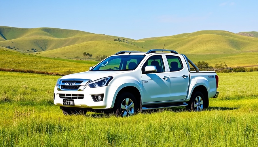 Isuzu D-Max V-Cross in grassy field under blue sky.