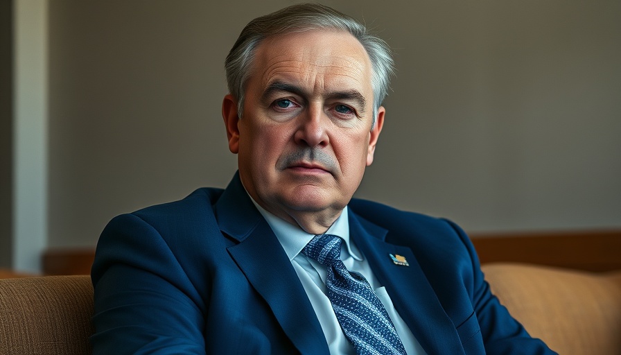 Tom Slack in formal attire seated indoors, serious look.
