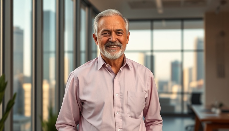 Older man confidently smiling in office setting, highlighting People Power in Automotive Industry.
