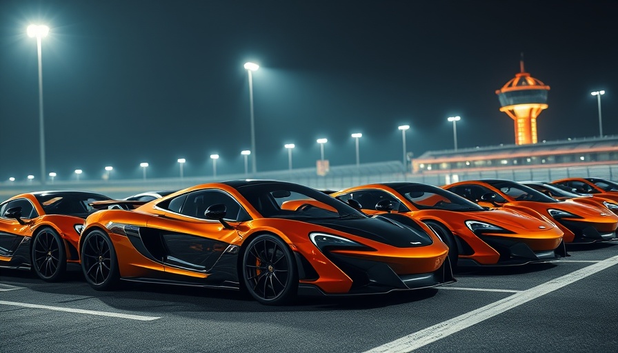 Mansour Ojjeh McLaren Collection Sale: Luxury cars at night racetrack.