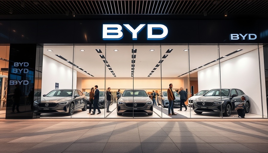 BYD showroom showcasing cars with customers, highlighting John Clark Motor Group BYD partnership.