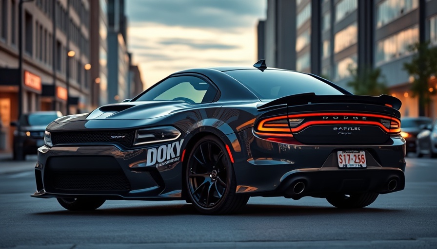 2026 Dodge Charger Sixpack Scat Pack in cityscape at dusk
