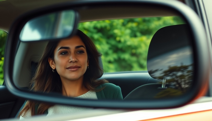 Mercedes-Benz EV time well spent - woman relaxing in rearview mirror.