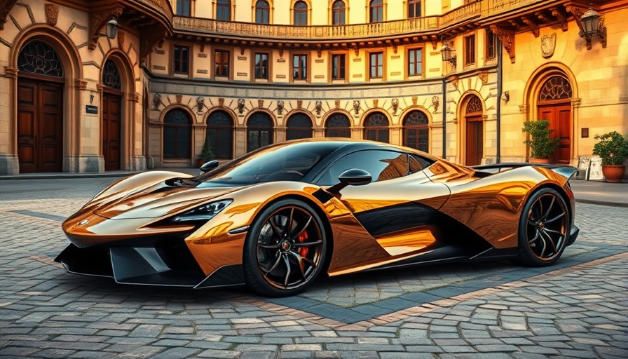 A V12 Hypercar in a historic courtyard.