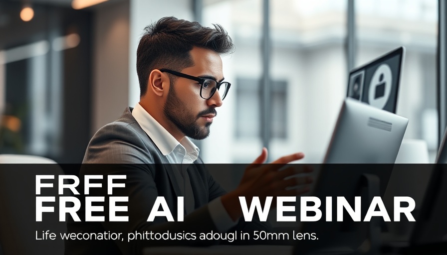 Advertisement for free AI webinar for car dealerships, featuring a professional in a virtual meeting.