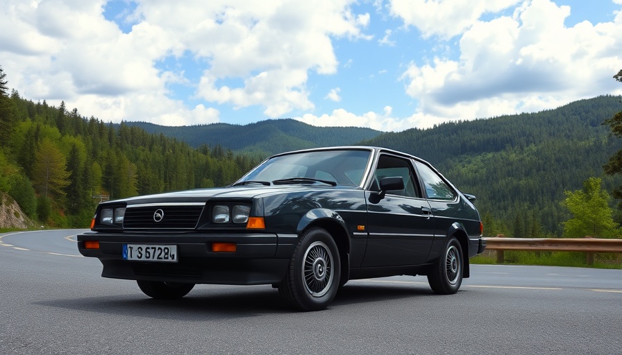 Classic 1983 Opel Monza 3.0E on a mountain road.