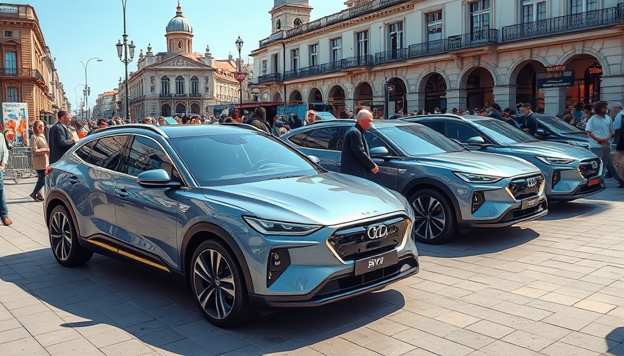 Glyn Hopkin Expansion display with BYD cars in urban setting