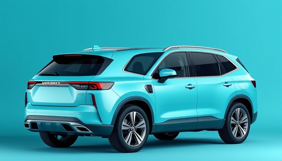 Sleek turquoise SUV leads UK market, modern design in studio.