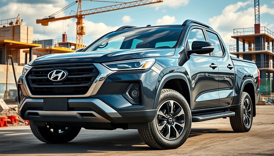 Hyundai pickup truck development in industrial area.