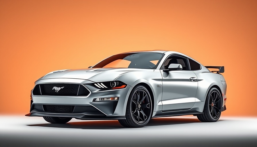 Sleek silver 2026 Mustang RTR Spec 5 in a studio with gradient backdrop.