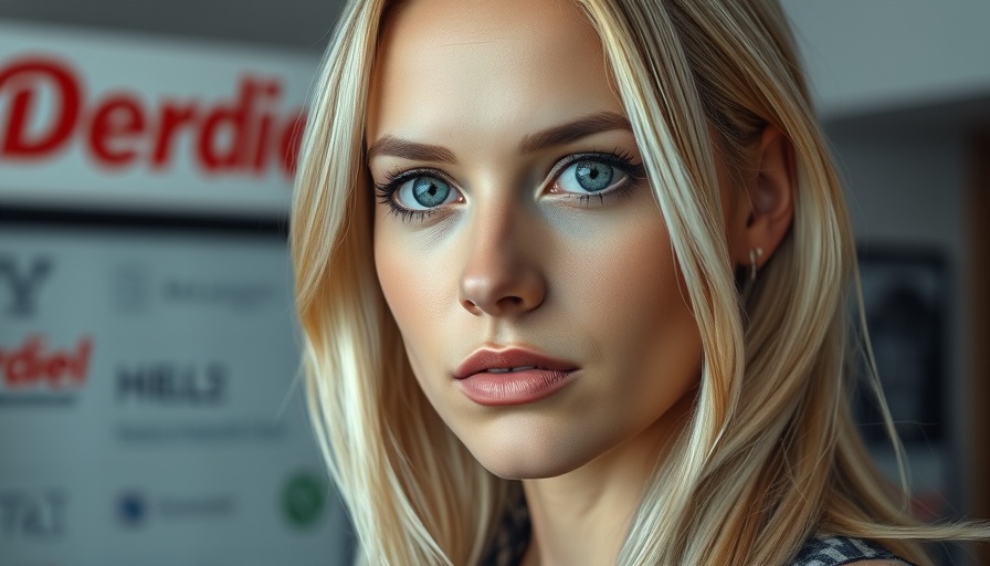 Woman facing NFDA automotive challenges backdrop at event.