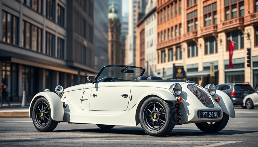 Sleek Vanderhall Brawley GTS in urban cityscape.