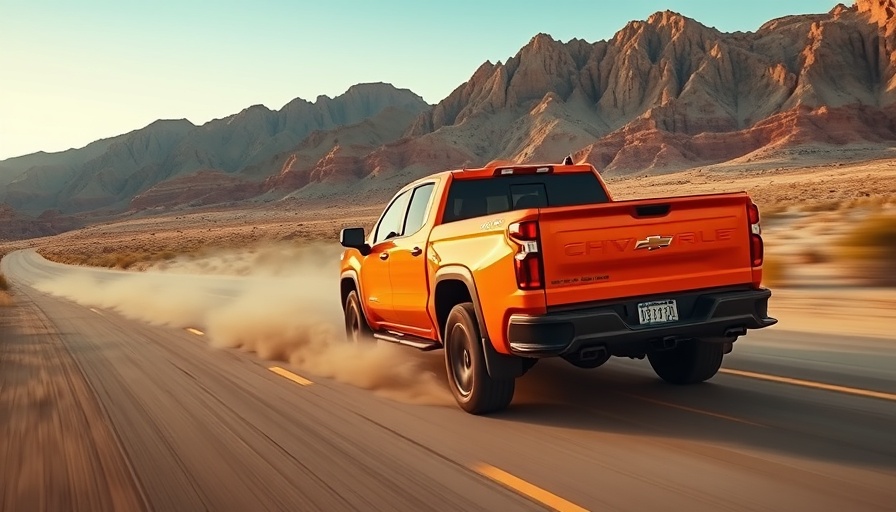 2026 Chevrolet Silverado EV Trail Boss driving on desert road.