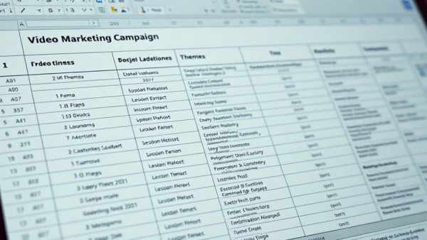 Spreadsheet detailing video marketing planning for small businesses.