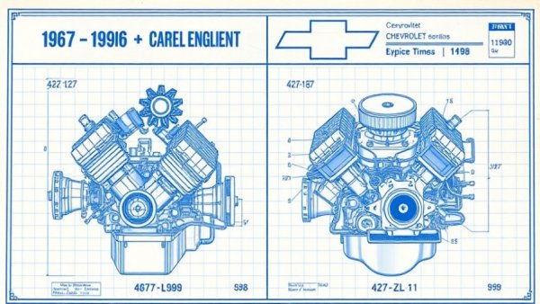Blueprint of Chevrolet crate engines from 1967-1969 detailing 427 L88 and 427 ZL-1.