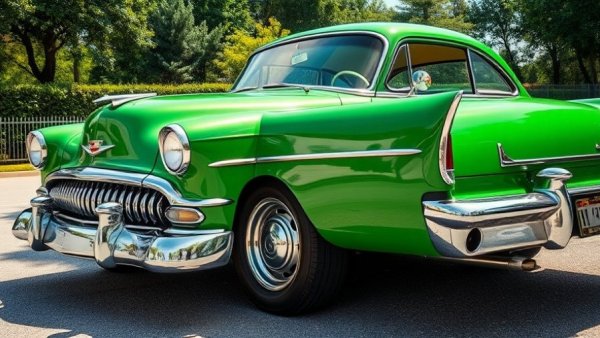 Classic car at an outdoor event, name the year automotive performance.