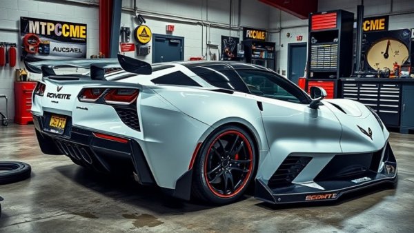 C8 Corvette ZR1 Z06 ECM tuning in a garage workshop.