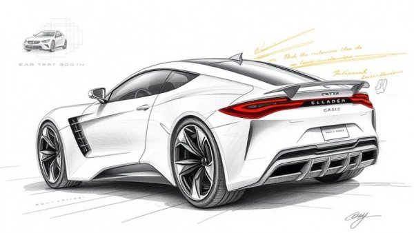 Sketch of Bertone Ramarro unique Corvette design in dynamic style.