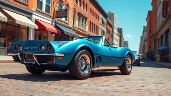 1972 Corvette at VetteFest driving through a sunny urban street.