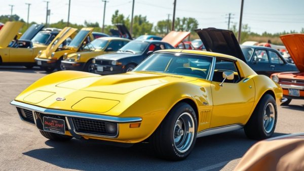 C3 Corvette performance at a classic car show with clear sky.