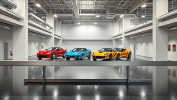 Driven to Preserve Corvette Exhibit showcasing miniature car models in museum.