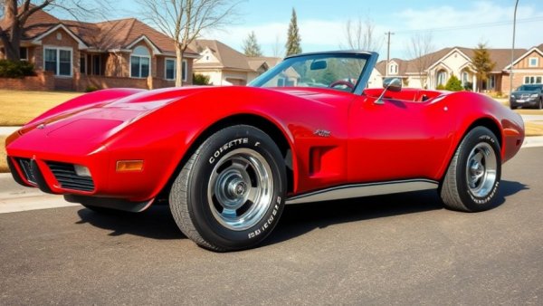 One-owner 1973 Corvette Convertible for sale in suburban setting.
