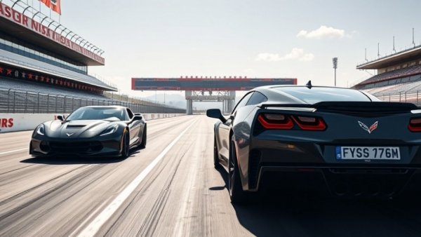 C8 Corvette ZR1 at drag race start line on a sunny track.