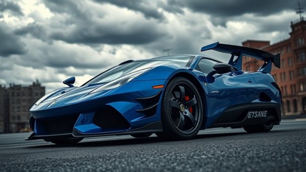 C8 Grand Sport in front of a stormy urban backdrop.