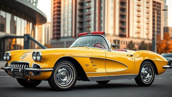 1959 Chevrolet Corvette Custom Performance in yellow parked outside.