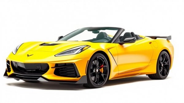 Sleek yellow 2019 Chevrolet Corvette ZR1 convertible in studio.