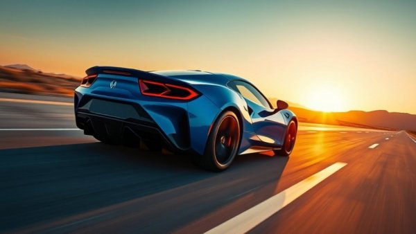 Sleek blue sports car driving, associated with 2027 Grand Sport allocations.