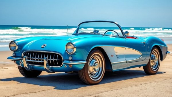 Vintage Chevrolet Corvette for sale used by the beach.