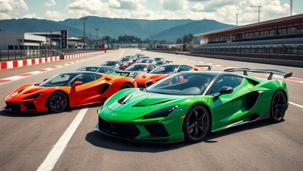 ZR-1's ready for the track with vibrant sports cars parked.