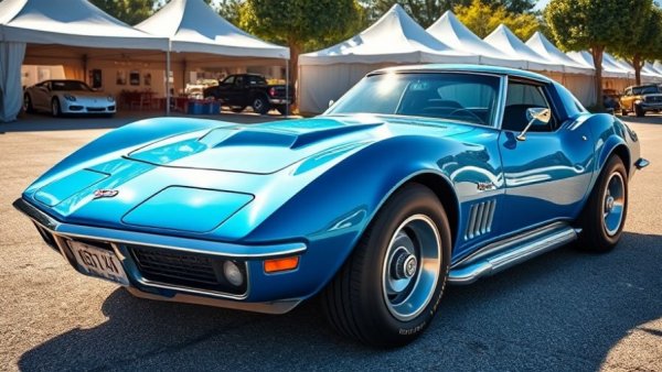 1968 Corvette 327 Custom in bright blue at Mecum event.