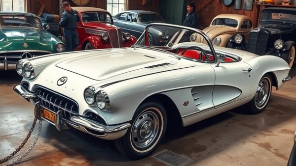 1960 Corvette Fuelie project car in garage, engine exposed.