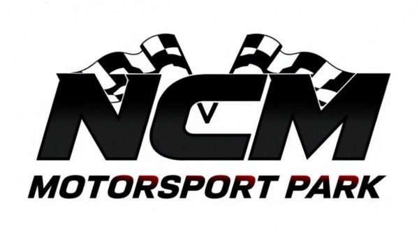 NCM Motorsports Park bold logo with racing flags