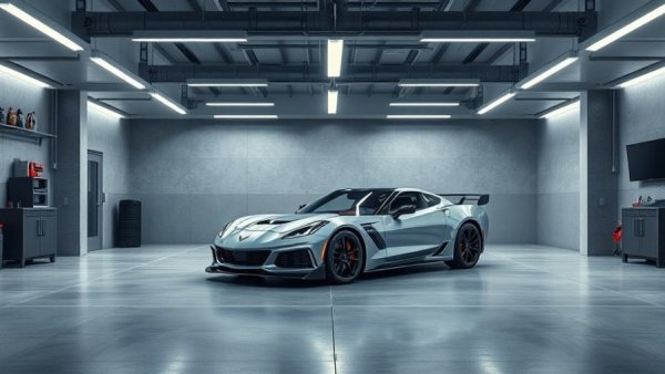 Modern Corvette garage transformation showcasing sleek design.