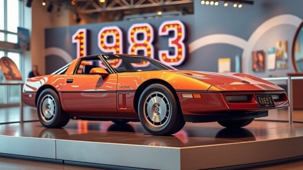 1983 Corvette prototype in a museum showcasing history.