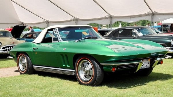 Classic Corvette with LS6 Engine displayed at a car show.