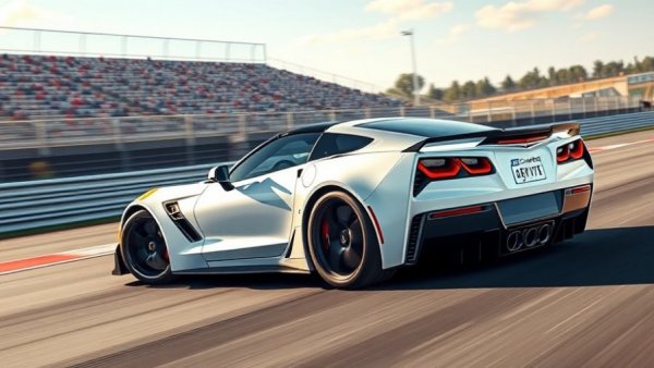 Chevrolet Corvette ZR1X racing on a track with grandstands.