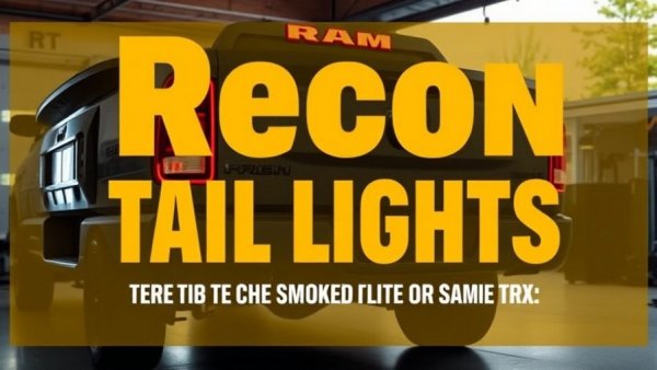 Recon Smoked LED Tail Lights on RAM TRX in garage setting.